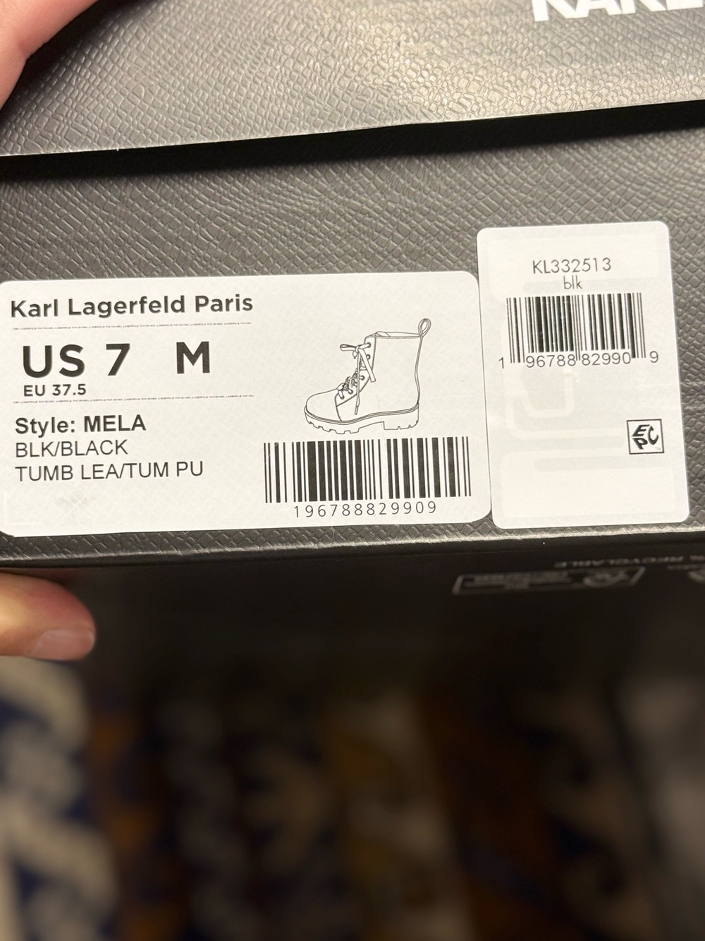 Karl Lagerfield Mela Combat Boot -
Black - Size7 - Picture 6 of 6